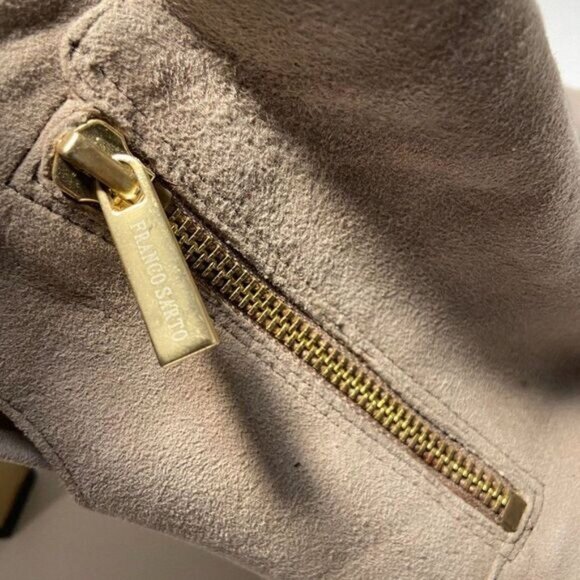 Franco Sarto Suede‎ Tan Leather Peep Toe Chunky Heel Shoe Sandals - Picture 6 of 11